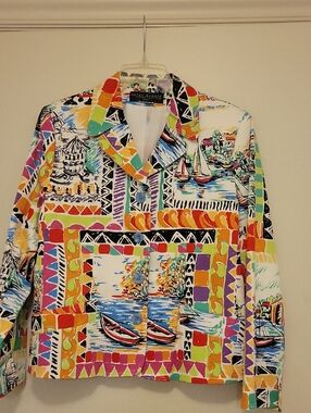 Harve Benard Multicolor Geometric Nautical Print Jacket